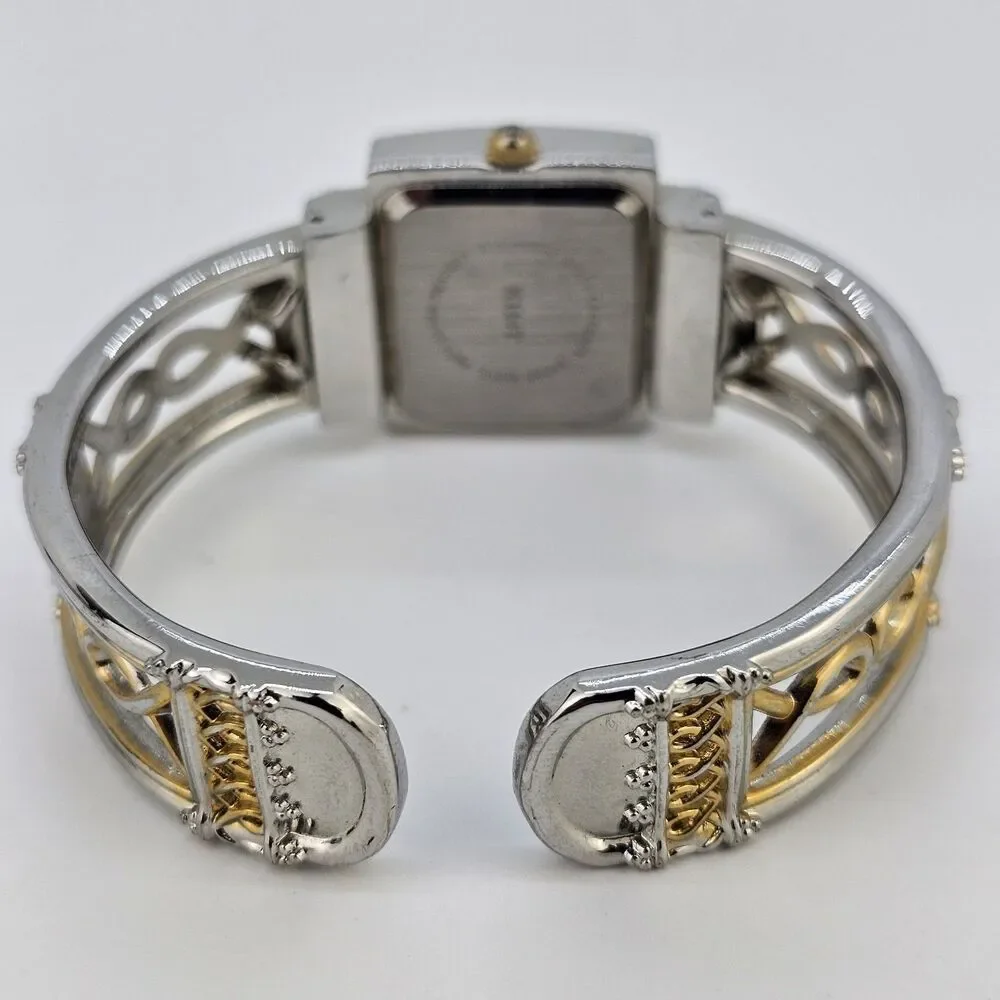 Vivani Women's Cuff‎ Watch 25MM White Dial Two Tone Bracelet Band 6